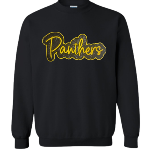 EMBROIDERED Panthers Bubble with Glitter Crewneck - ADULT