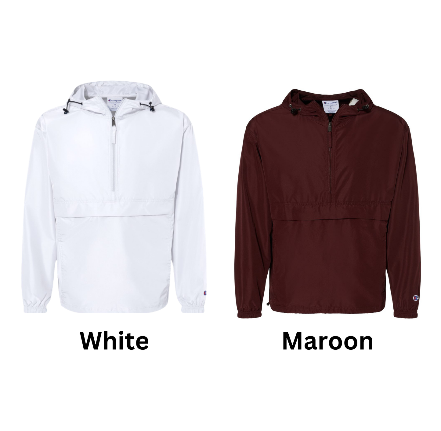 EMBROIDERED Champion Quarter Zip Packable Jacket-Left Chest Wayne Hills Logo - Adult