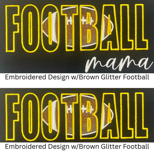 EMBROIDERED FOOTBALL with Football Glitter Hoodie - ADULT
