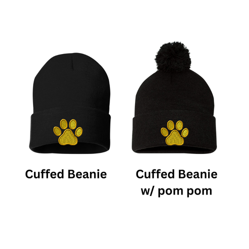 EMBROIDERED Beanie with Gold Paw