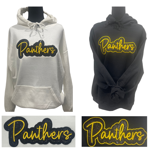 EMBROIDERED Panthers Bubble with Glitter Crewneck - ADULT