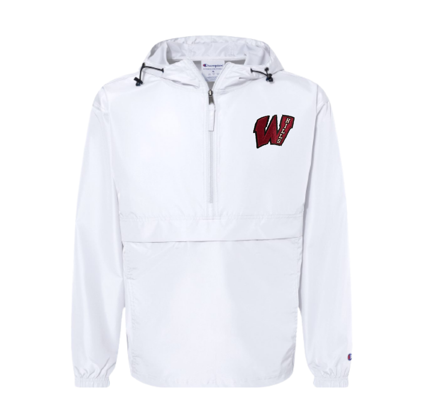 EMBROIDERED Champion Quarter Zip Packable Jacket-Left Chest Wayne Hills Logo - Adult