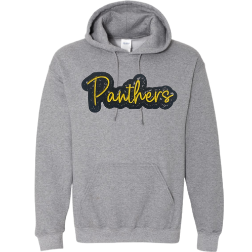 Panthers Hoodie – Embroidered “PANTHERS” Glitter Bubble - Adult