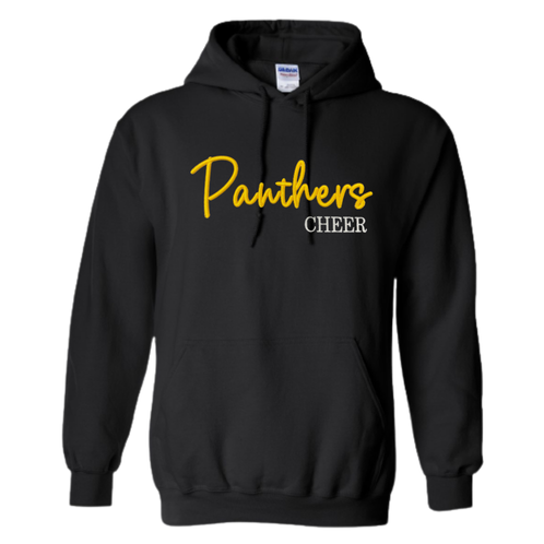 EMBROIDERED Panthers 3d Puff Cheer- Black Hoodie - ADULT