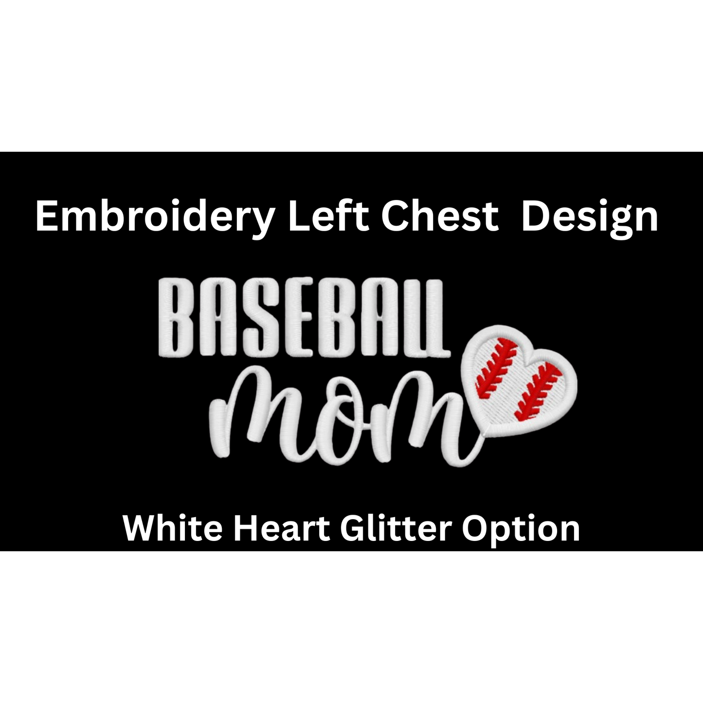 Baseball Mom Sweatshirt – Embroidered “BASEBALL Mom” Left-Chest Design (Glitter Option, Baseball + Number on Sleeve – Optional)