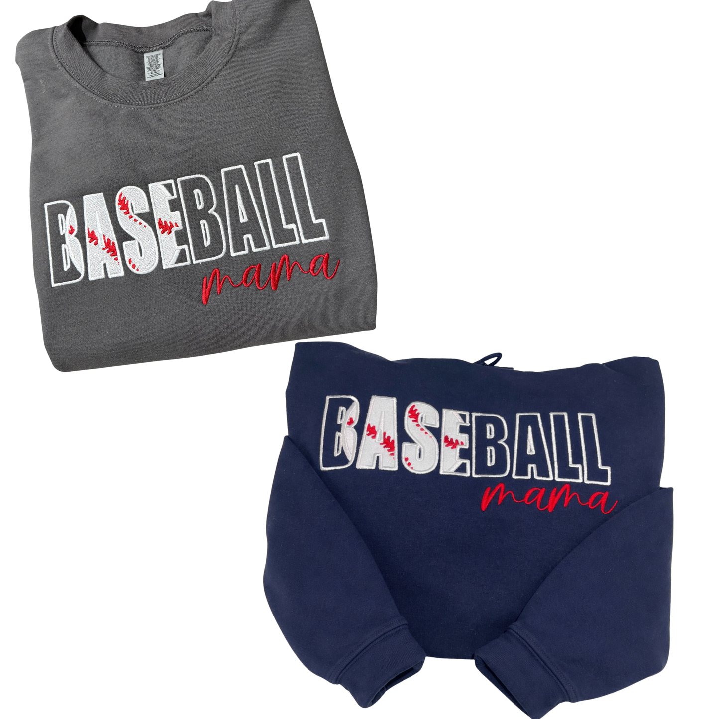 Baseball Sweatshirt – Embroidered “BASEBALL” Front (Glitter Option)