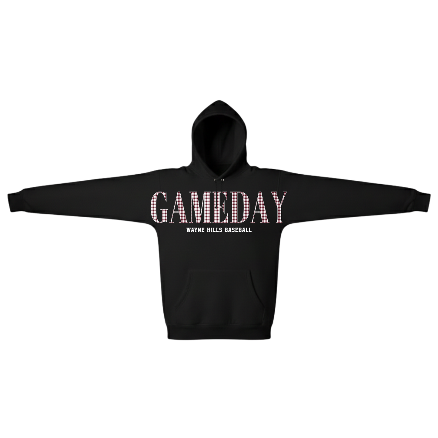 Wayne Hills GAMEDAY Hoodie–"Gingham" pattern (Baseball Option)