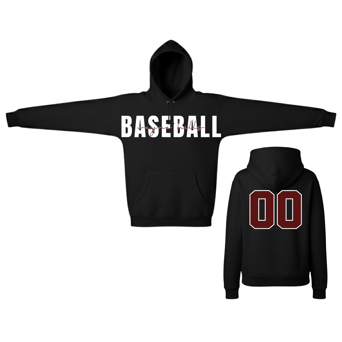 Wayne Hills BASEBALL Hoodie –(Number on Back Optional)