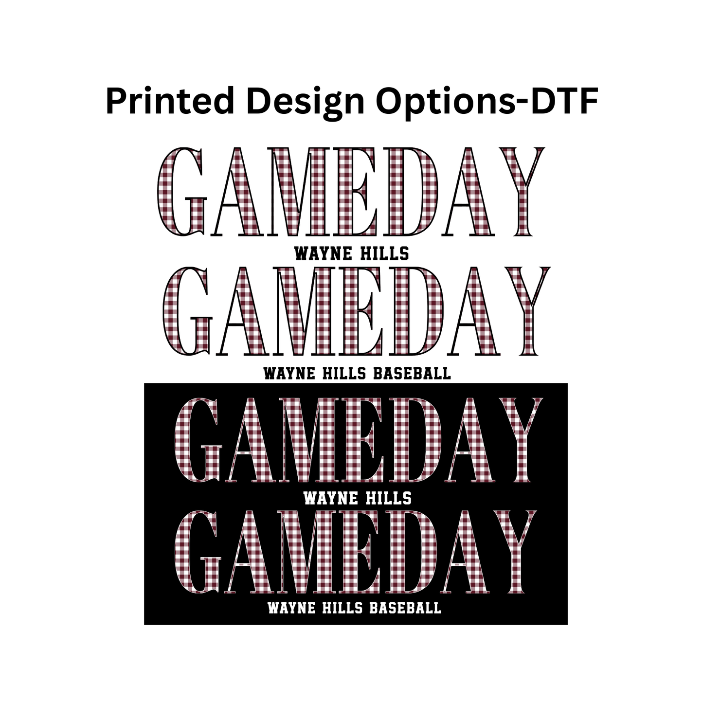 Wayne Hills GAMEDAY Hoodie–"Gingham" pattern (Baseball Option)
