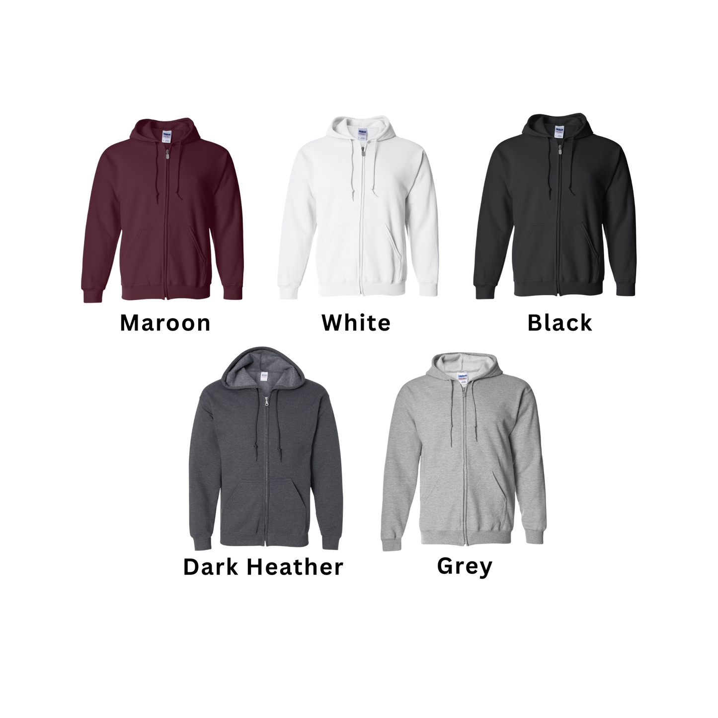 Wayne Hills Full-Zip Hooded Sweatshirt – Embroidered Left-Chest Logo (Options: Baseball, Dad, Mom)