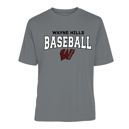 Wayne Hills Baseball Performance T-Shirt – BASEBALL + Logo Front Design