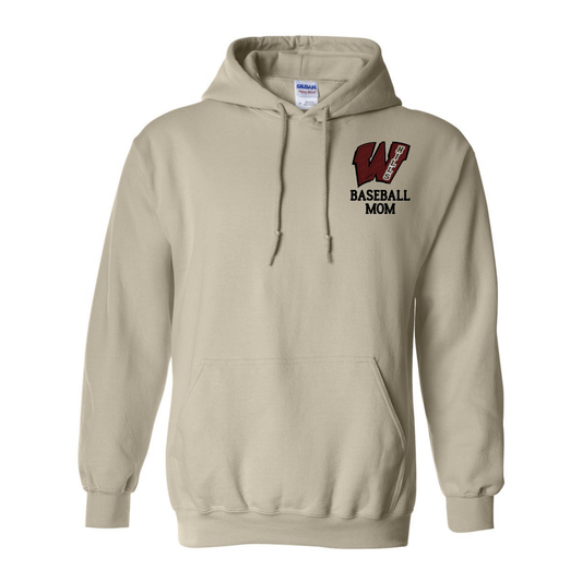 Wayne Hills Hooded Sweatshirt – Embroidered Left-Chest Logo (Options: Baseball, Dad, Mom)