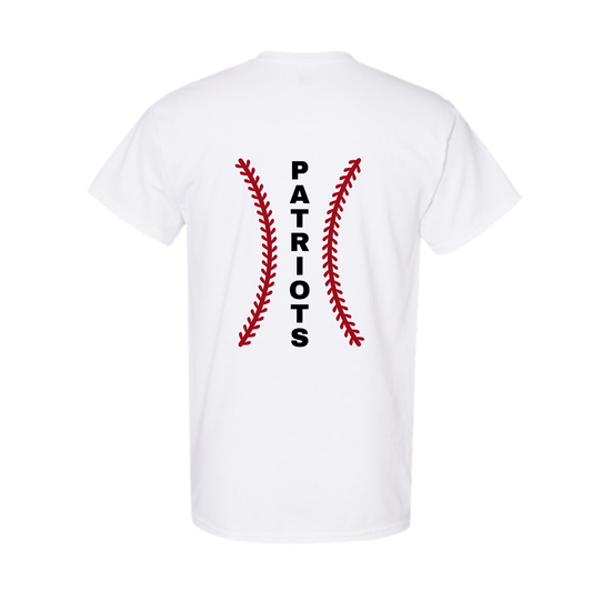 Wayne Hills T-Shirt – Patriots Baseball Laces Back Design (Number on front – Optional)