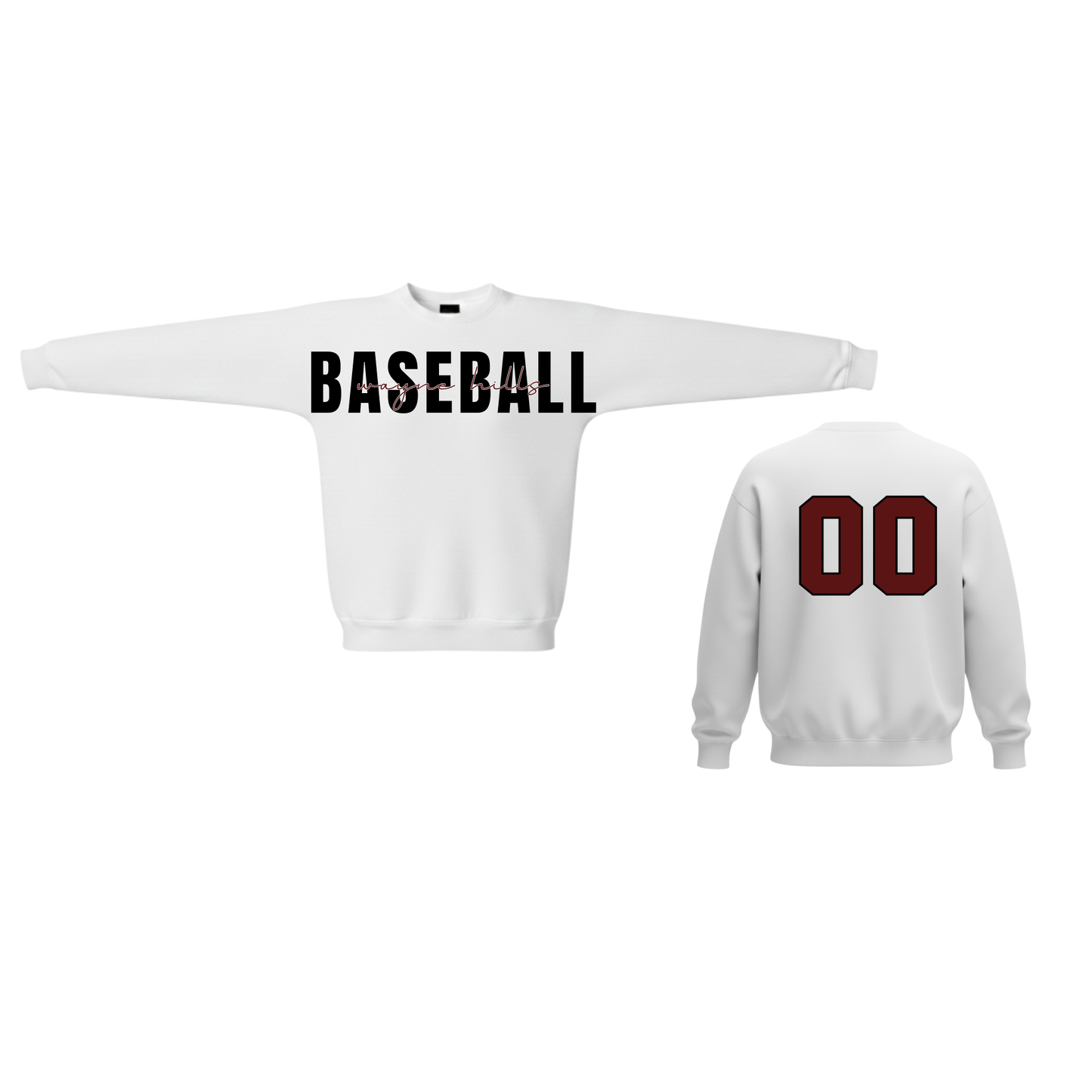 Wayne Hills BASEBALL Crewneck Sweatshirt–(Number on Back Optional)
