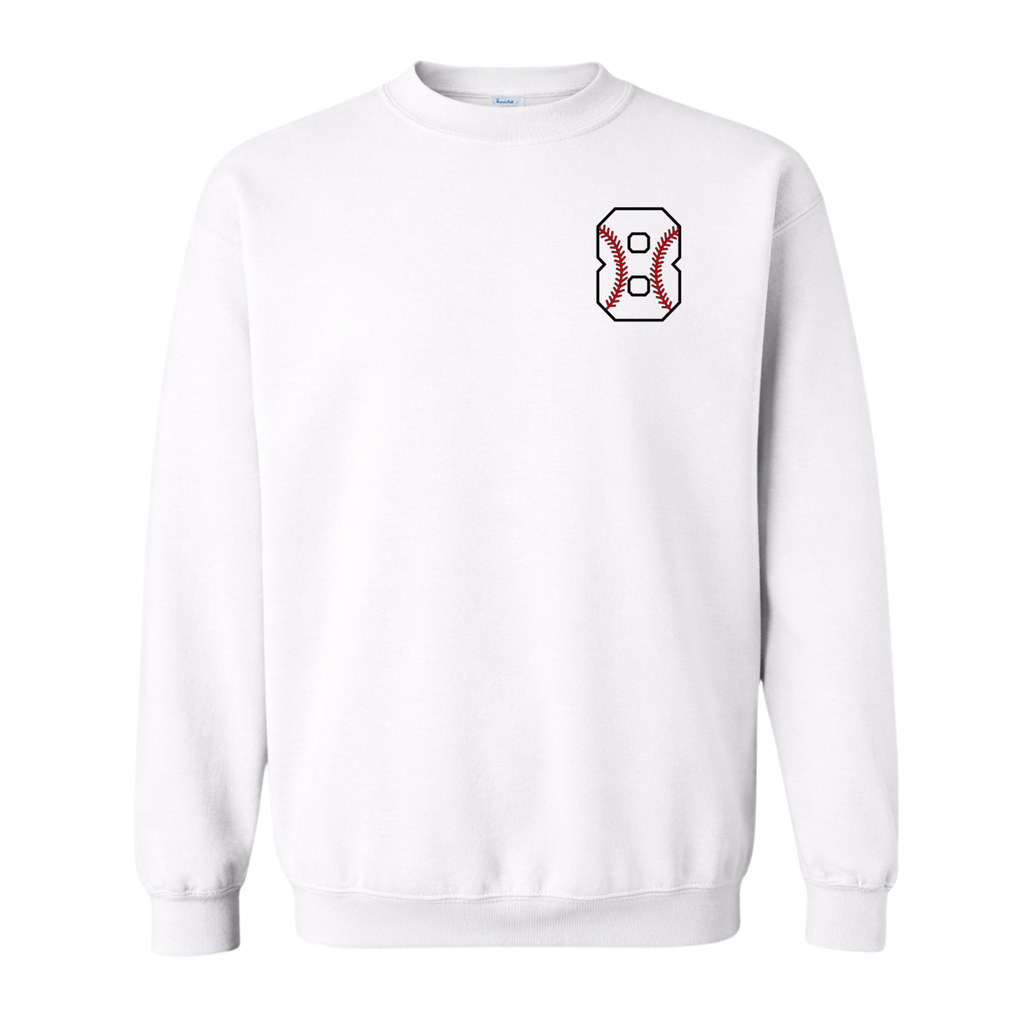 Wayne Hills Crewneck Sweatshirt – Patriots Baseball Laces Back Design (Number on front – Optional)