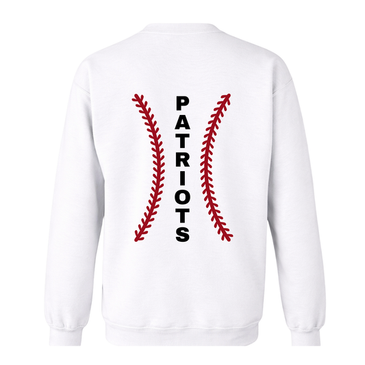 Wayne Hills Crewneck Sweatshirt – Patriots Baseball Laces Back Design (Number on front – Optional)