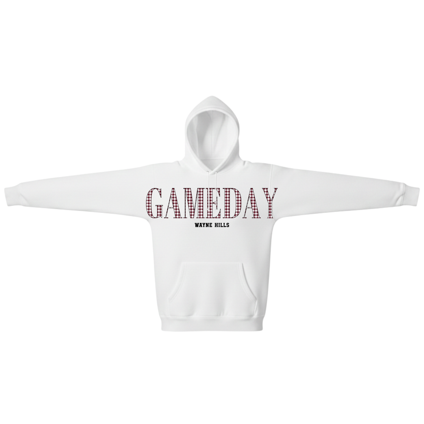Wayne Hills GAMEDAY Hoodie–"Gingham" pattern (Baseball Option)