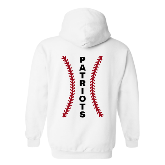 Wayne Hills Hoodie Sweatshirt – Patriots Baseball Laces Back Design (Number on front – Optional)