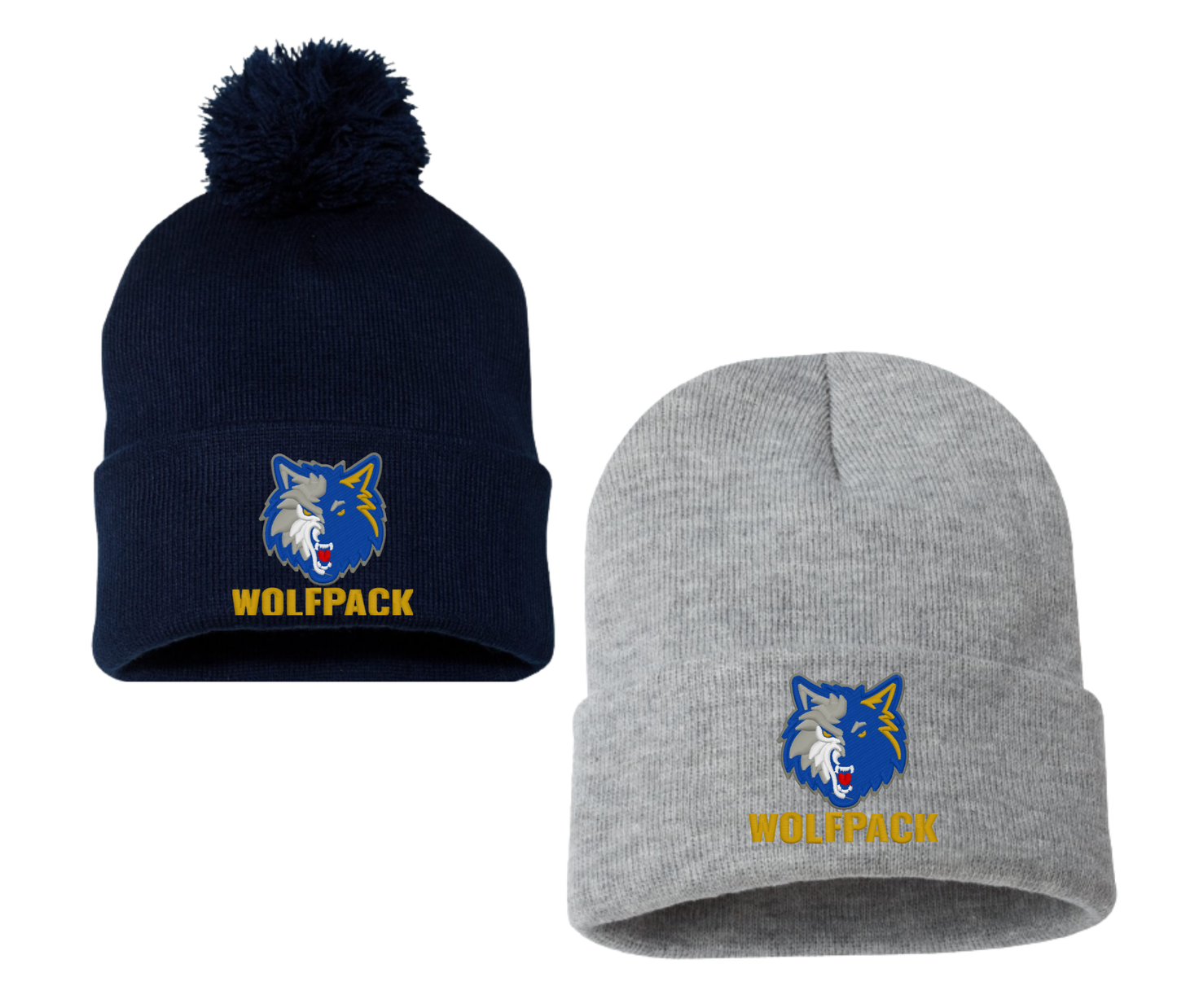 Wolfpack Cuffed Beanie – Embroidered Logo - Adult