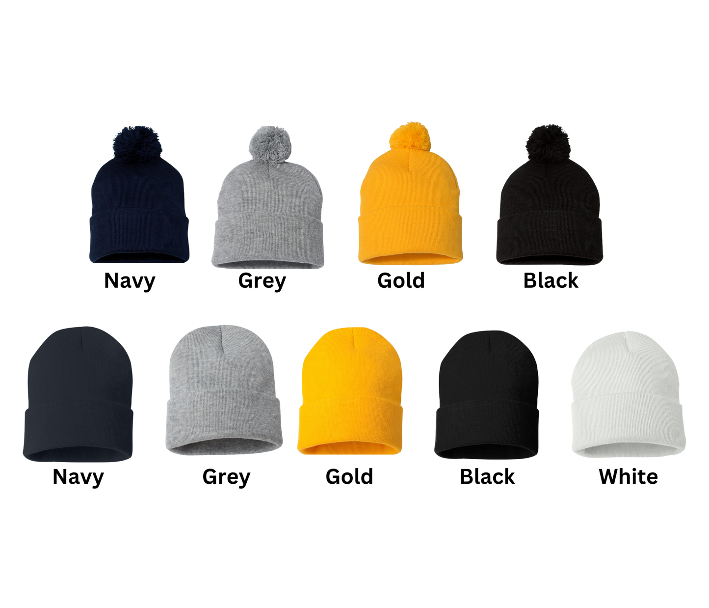 Wolfpack Cuffed Beanie – Embroidered Basketball with Player # - (Glitter Option)-Adult