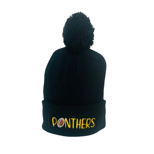 EMBROIDERED Beanie with Panthers / Glitter Football