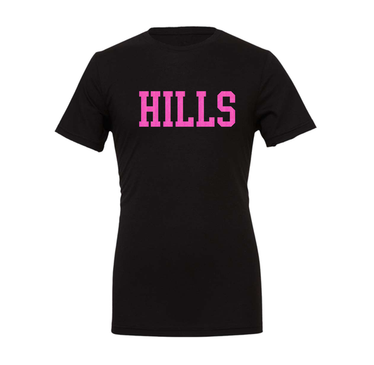 Wayne Hills Bella+Canvas Unisex T-shirt- “HILLS” Front Design (Glitter Option)