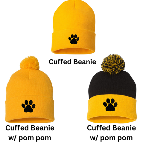 EMBROIDERED Beanie with Black Paw