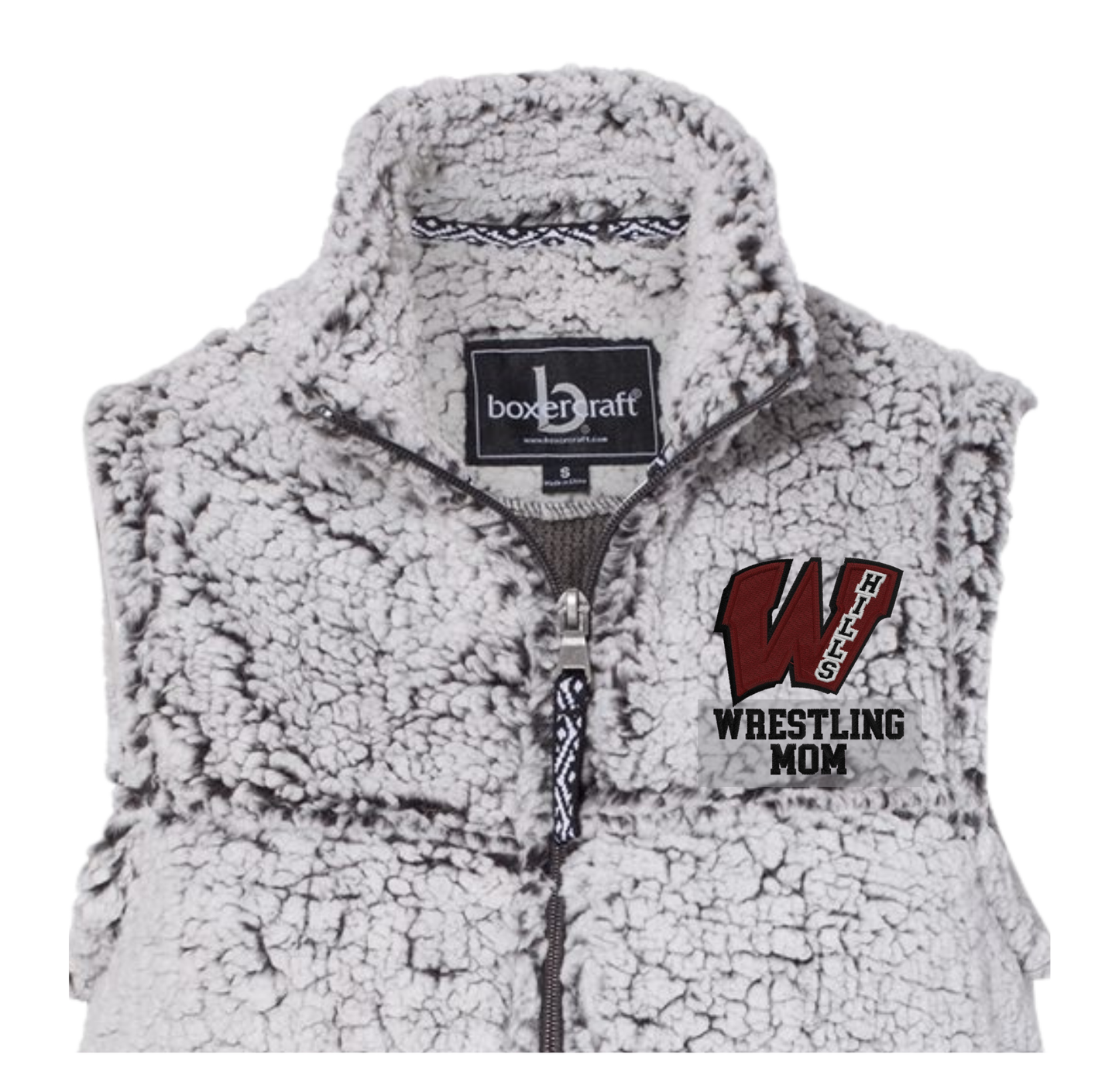 Wayne Hills Women’s Sherpa Full-Zip Vest – – Embroidered Left-Chest Logo (Options)