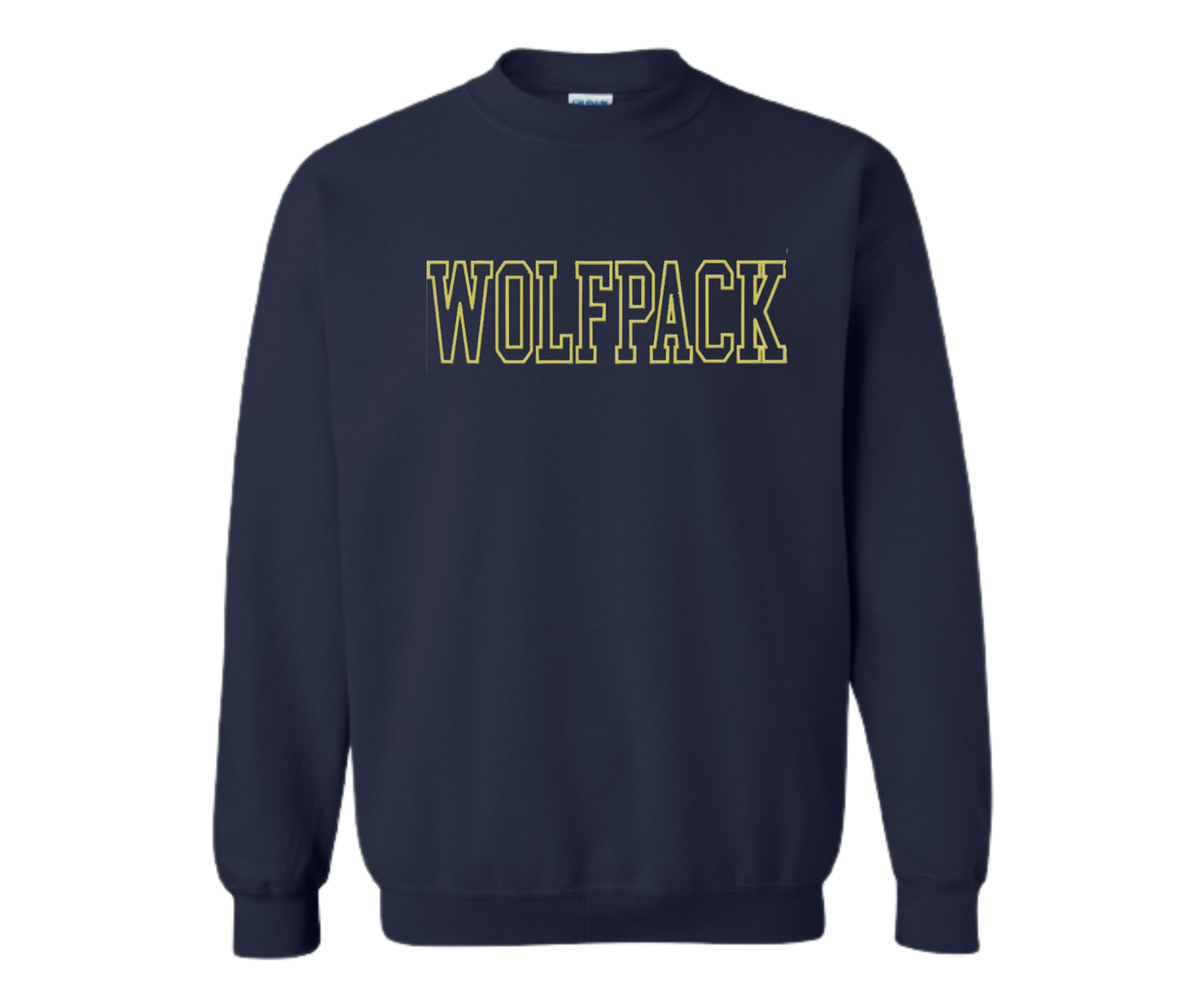 WOLFPACK Crewneck – Embroidered “WOLFPACK” Outline – Center-Chest Logo – Adult