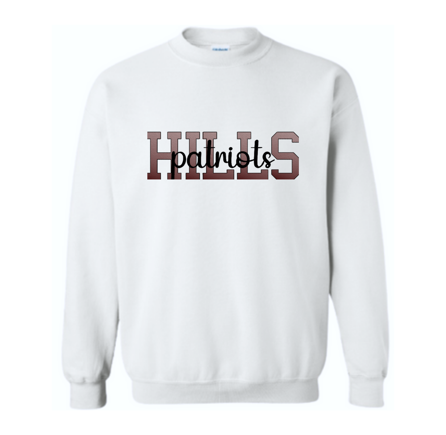 Wayne Hills Hoodie – Embroidered “HILLS patriots" Ombre effect (Option Crewneck)