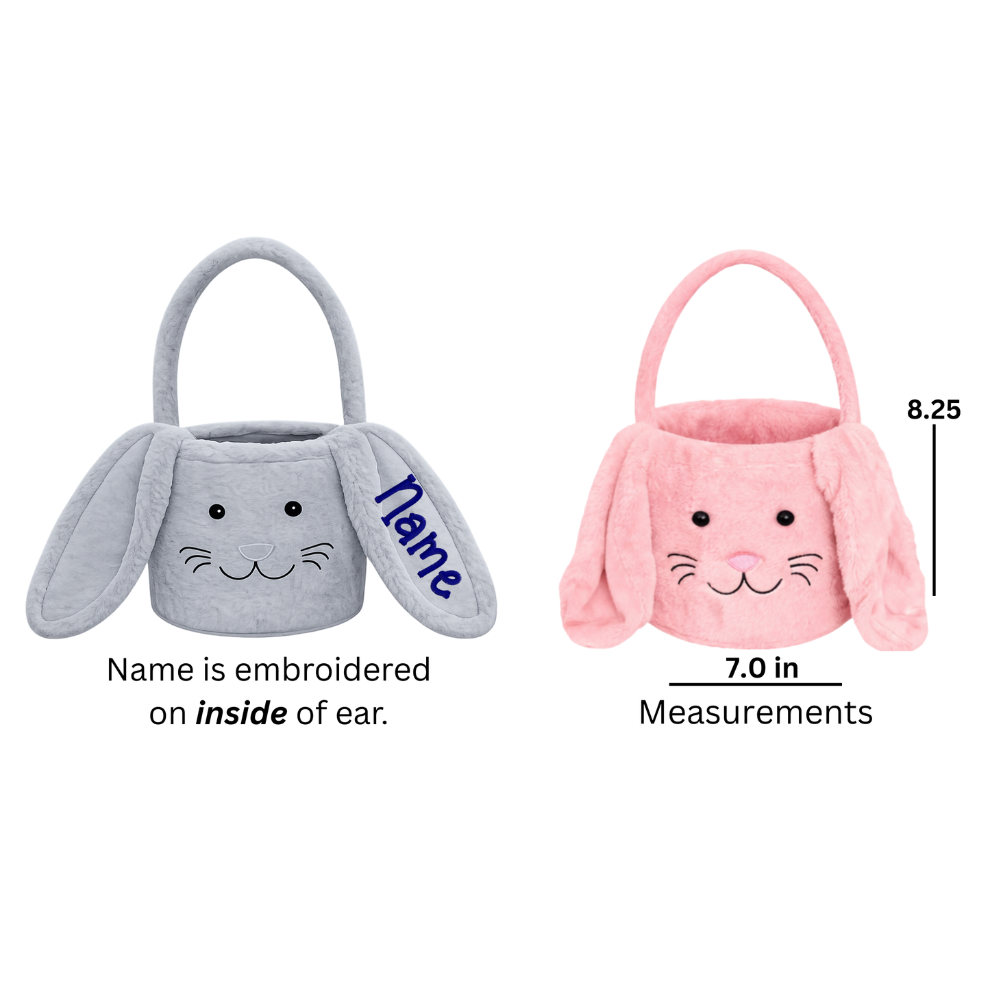 Personalized Plush Bunny Easter Basket – Long Ears (Medium) (1 or 2 Ears)