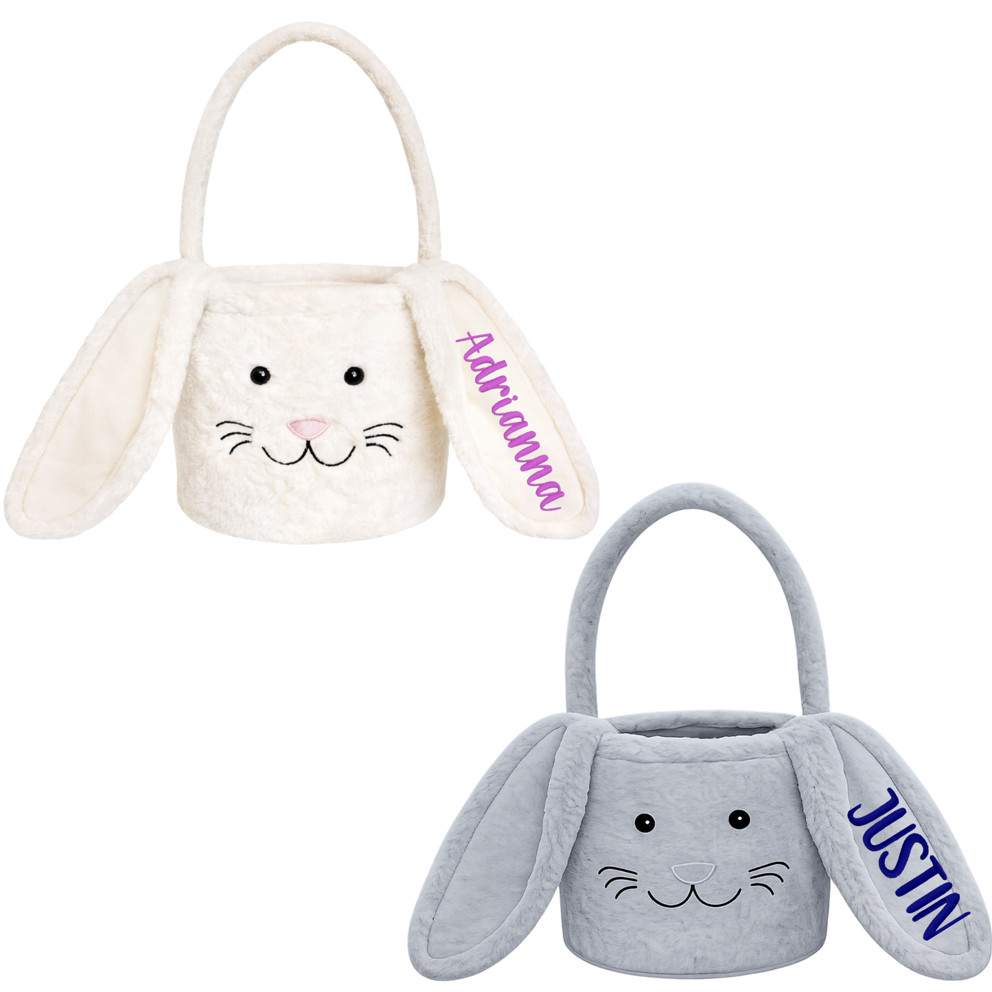 Personalized Plush Bunny Easter Basket – Long Ears (Medium) (1 or 2 Ears)