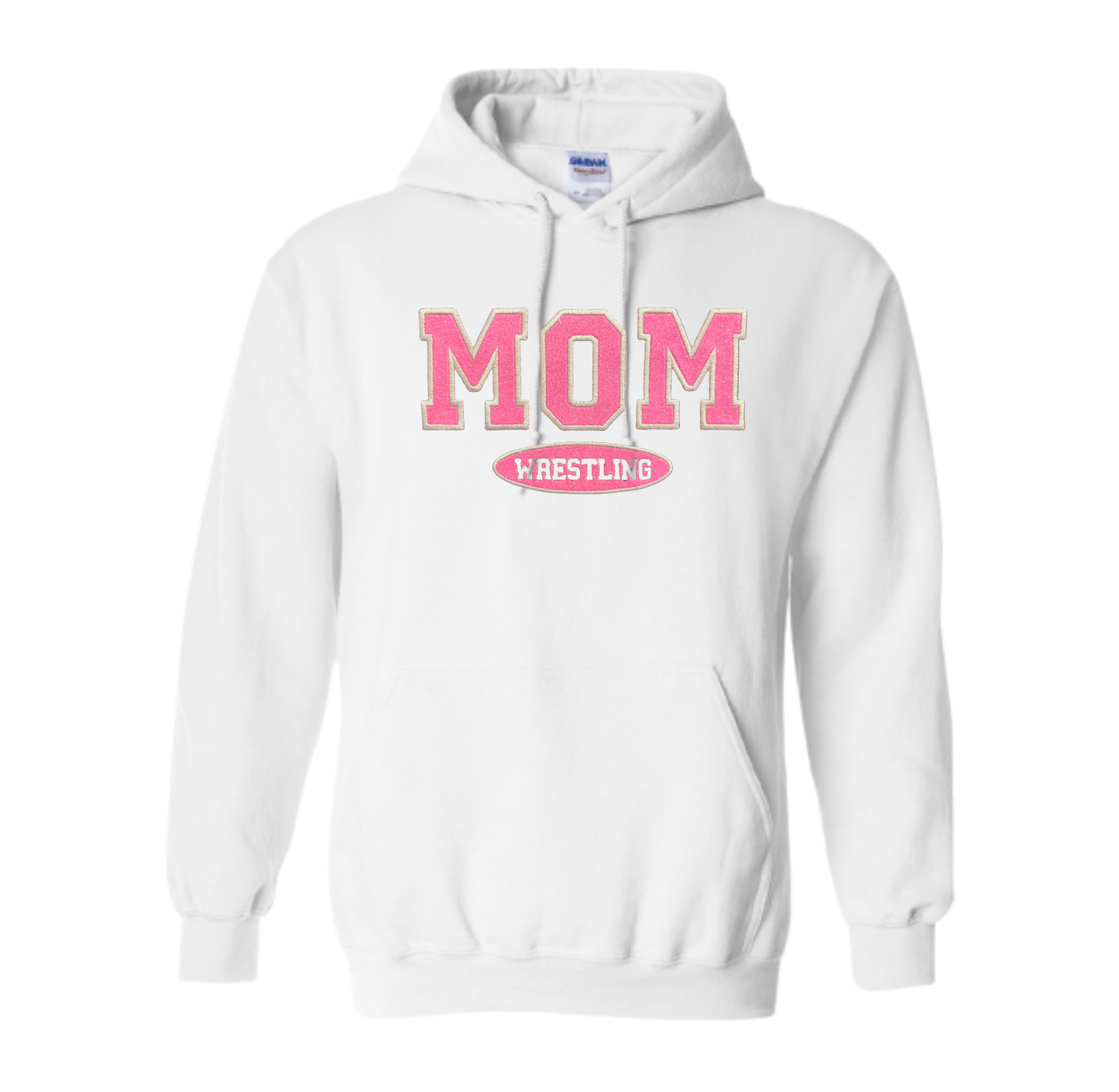 Wayne Hills Wrestling Crewneck Sweatshirt – Embroidered “WRESTLING MOM” (Hot Pink Glitter)