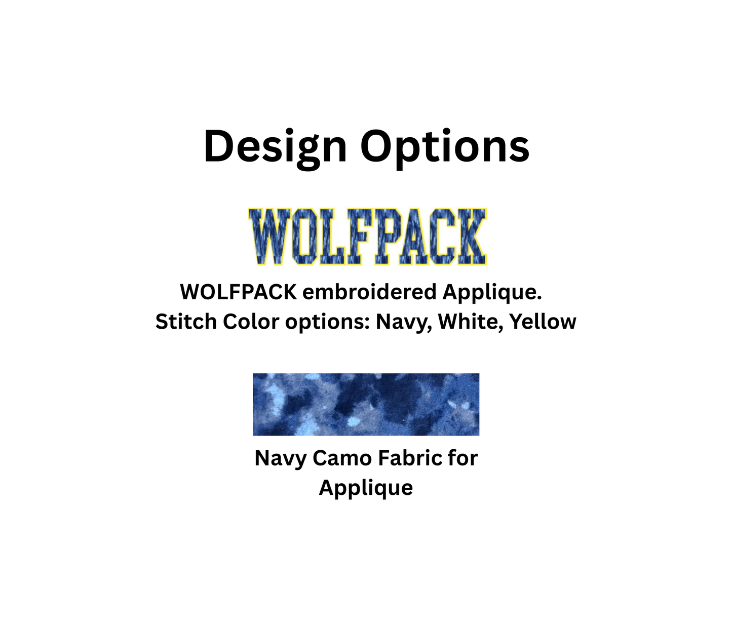 WOLFPACK Hoodie – Embroidered “WOLFPACK” Camo Appliqué – Center-Chest Logo – Adult
