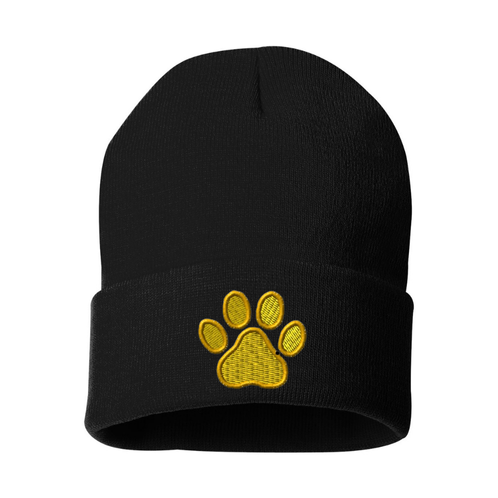 Panthers Cuffed Beanie – Embroidered Gold Paw