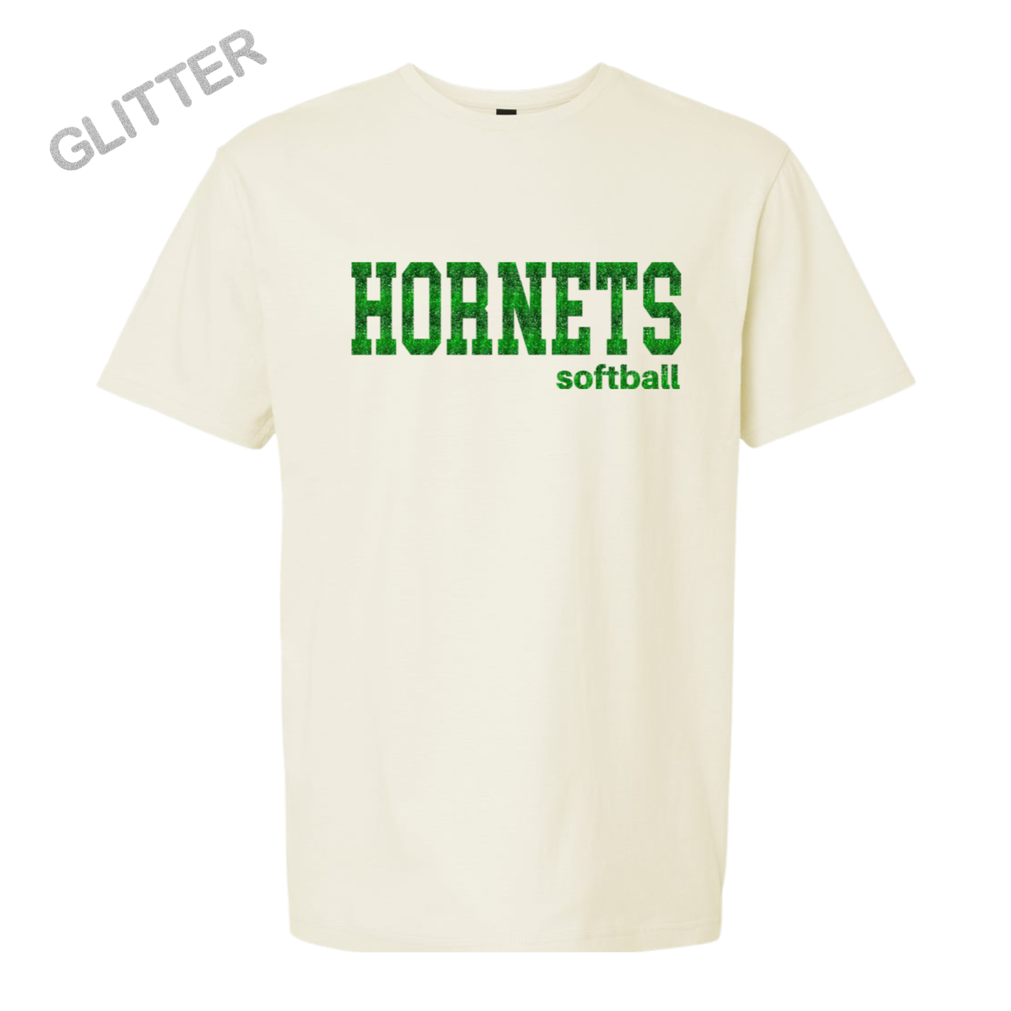 Hornets T-Shirt – "HORNETS" Glitter (softball Option, Name on Back – Optional)