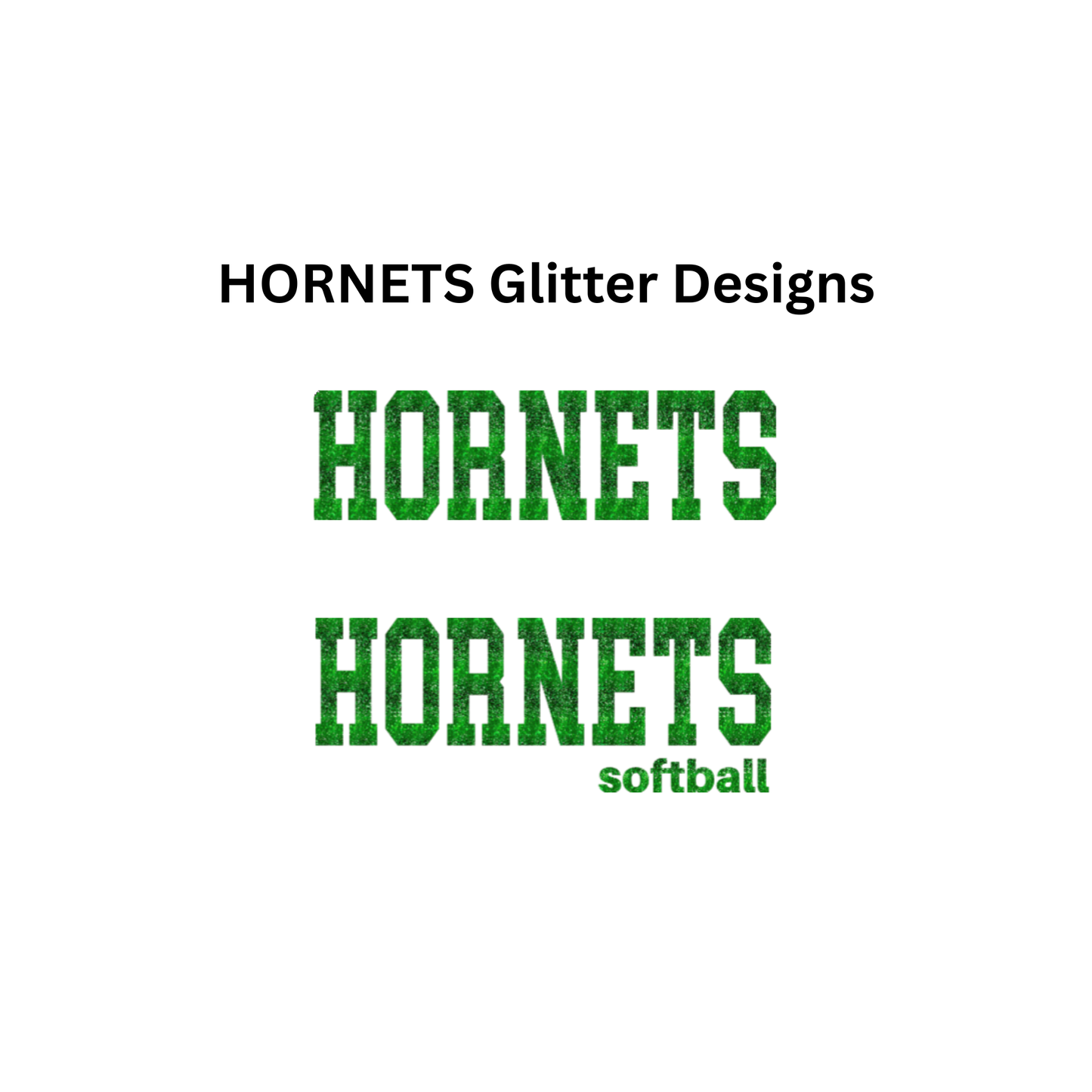 Hornets T-Shirt – "HORNETS" Glitter (softball Option, Name on Back – Optional)