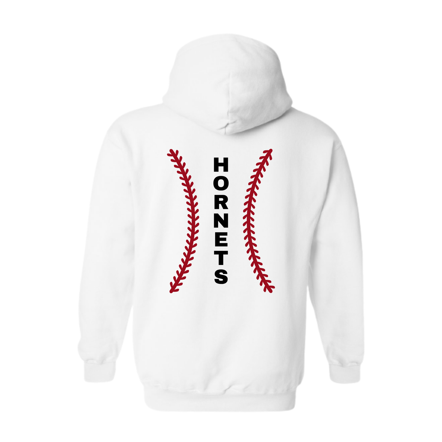 Hornets Hoodie Sweatshirt – HORNETS Softball Laces Back Design (Number on front – Optional)