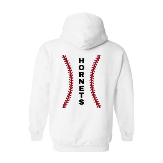 Hornets Hoodie Sweatshirt – HORNETS Softball Laces Back Design (Number on front – Optional)