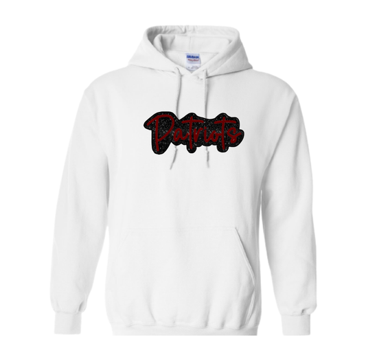 Wayne Hills Hoodie – Embroidered “PATRIOTS” Glitter Bubble