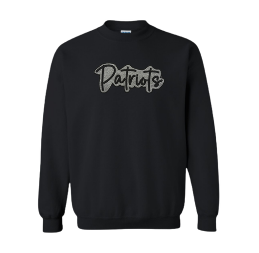 Wayne Hills Crewneck Sweatshirt – Embroidered “PATRIOTS” Glitter Bubble
