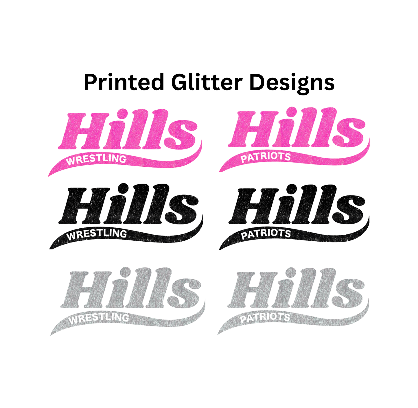 Wayne Hills Bella+Canvas Unisex T-shirt- “HILLS” Glitter Swoosh Front Design