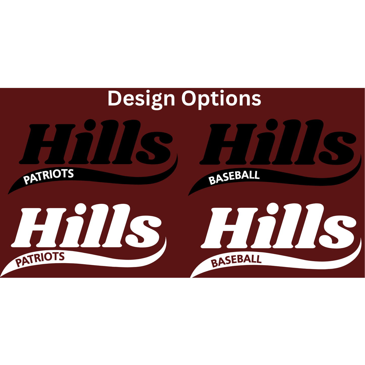 Wayne Hills T-Shirt – “HILLS” Swoosh Front Design (Baseball Option, Name on Back – Optional)