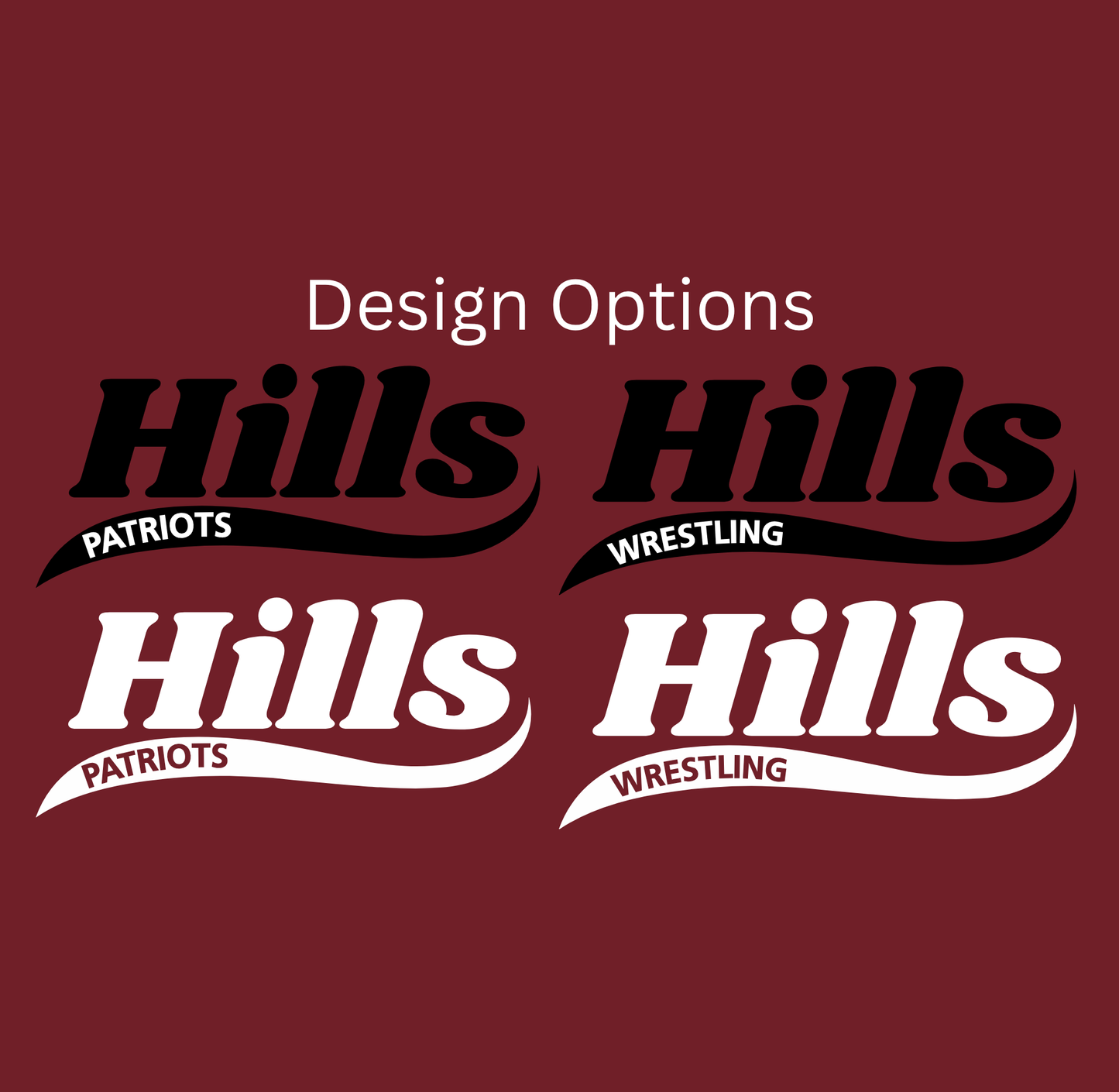 Wayne Hills Wrestling Crewneck Sweatshirt – “HILLS” Swoosh Front Design-(Name on Back – Optional)