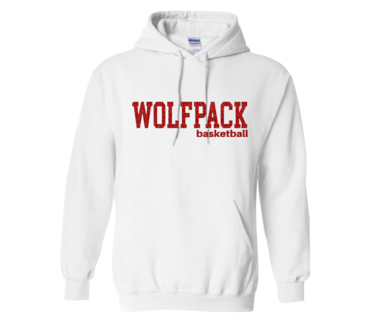 Wolfpack Crewneck Sweatshirt – "Wolfpack" Basketball Glitter Front Design - Adult