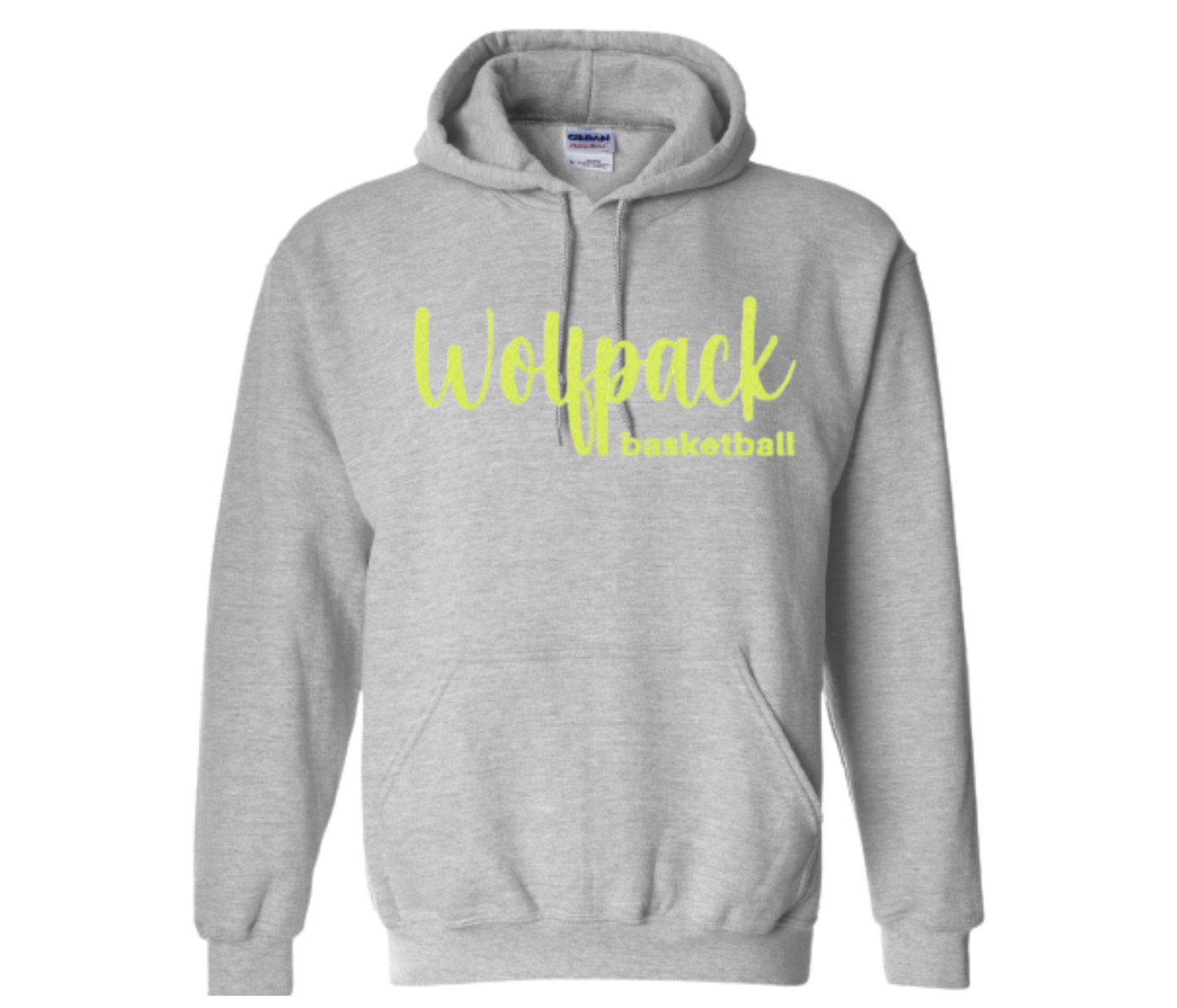 Wolfpack Crewneck Sweatshirt – "Wolfpack" Basketball Script Glitter Front Design - Adult