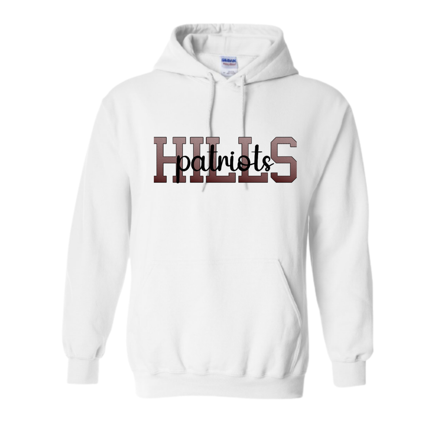 Wayne Hills Hoodie – Embroidered “HILLS patriots" Ombre effect (Option Crewneck)