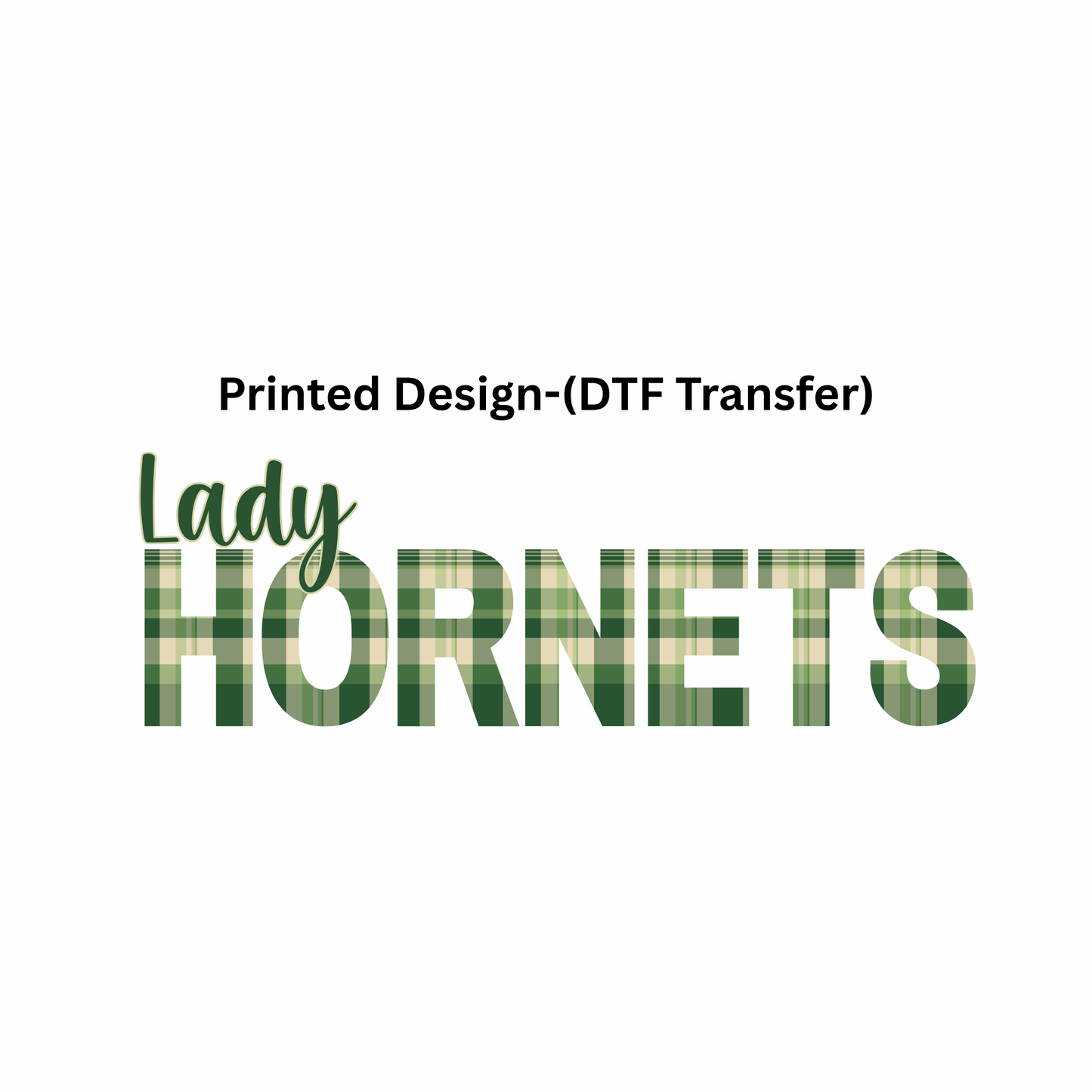 Lady Hornets T-Shirt – Plaid Front Design (Number on Back – Optional)