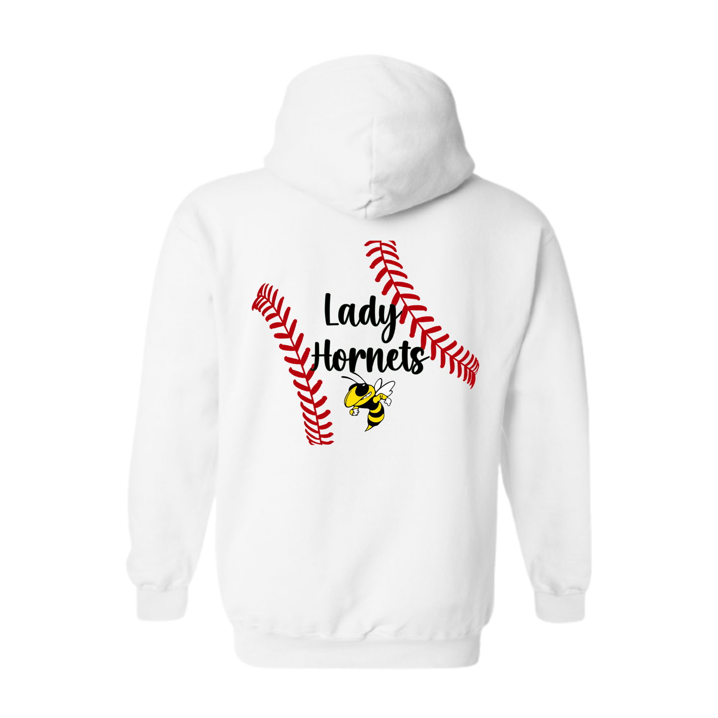 Hornets Hoodie Sweatshirt – Lady Hornets Softball Laces Back Design (Number on front – Optional)