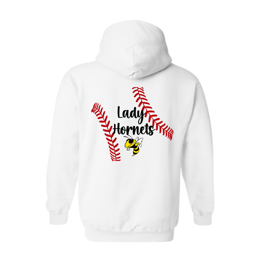 Hornets Hoodie Sweatshirt – Lady Hornets Softball Laces Back Design (Number on front – Optional)